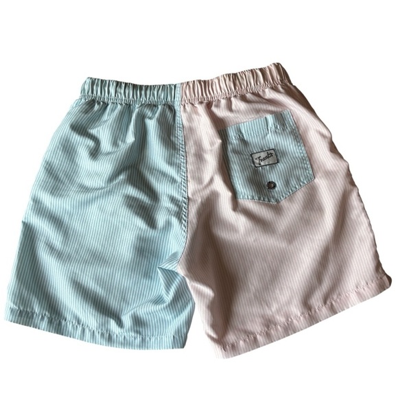 Franks Seersucker Swim Trunks Blue Pink Striped Size Medium - Picture 3 of 11
